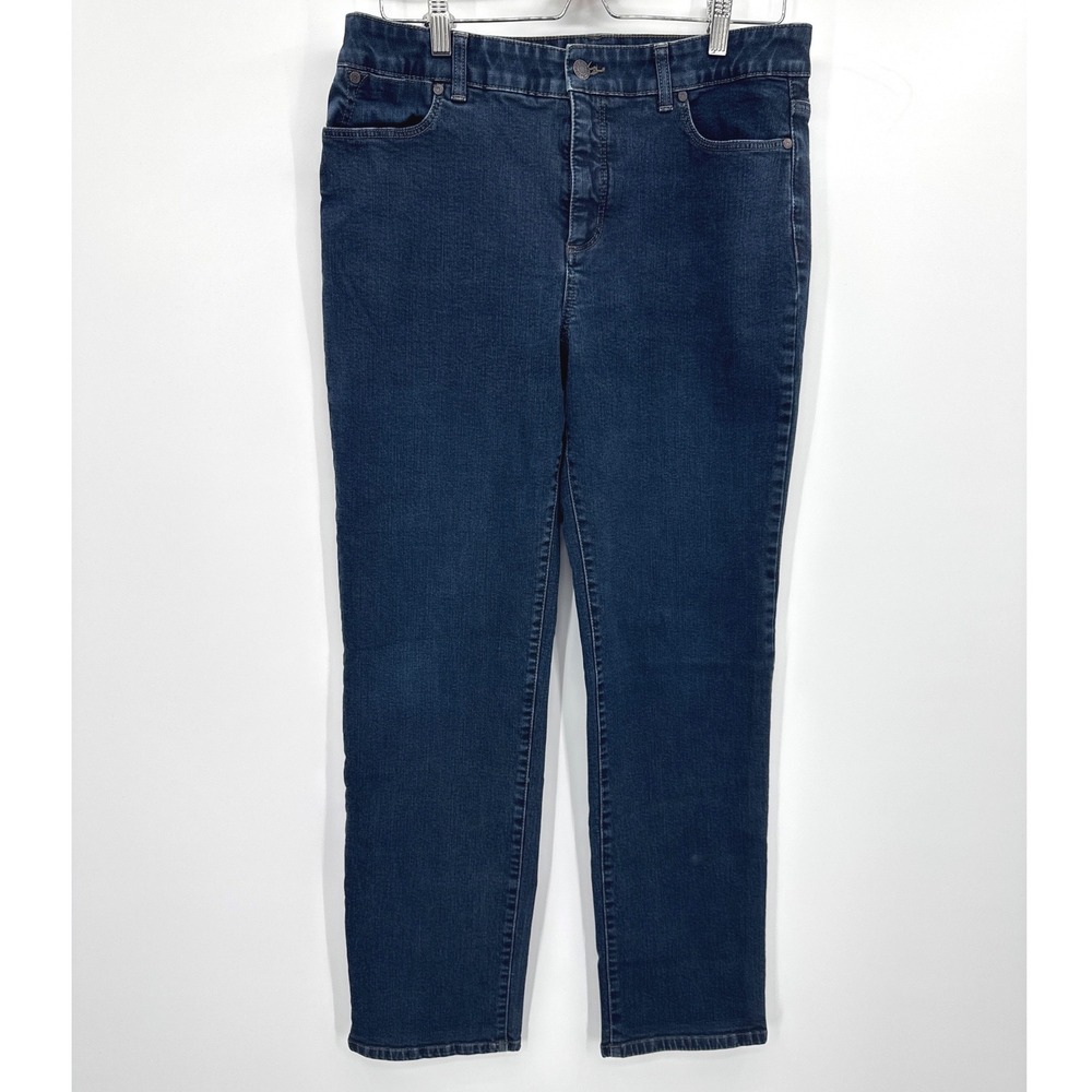 Talbots Simply Flattering 5 Pocket Straight Women Jeans 12 Blue Dark Wash Denim